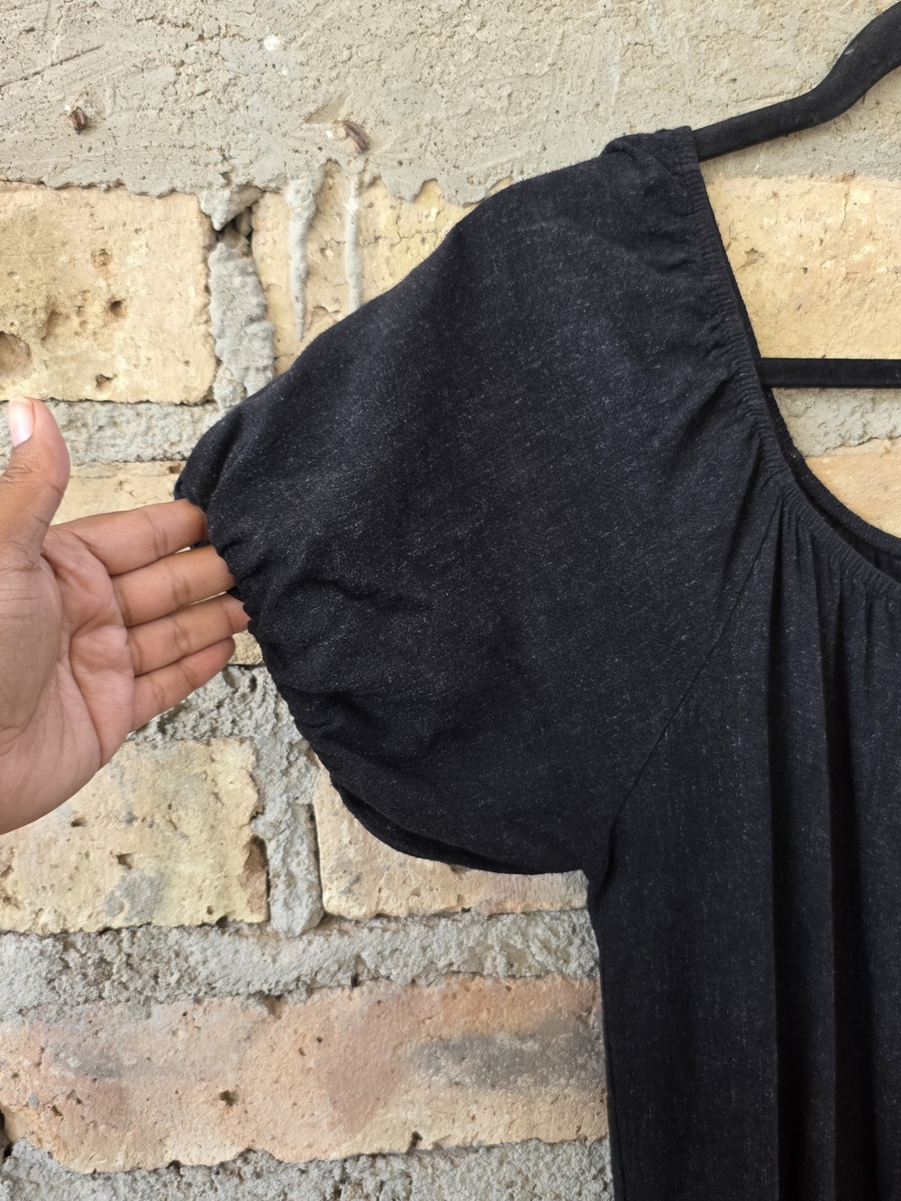 Lisa Says Gah Black Linen Blend Tiered Midi Maxi Dress Puff Sleeve S Small - Picture 3 of 9